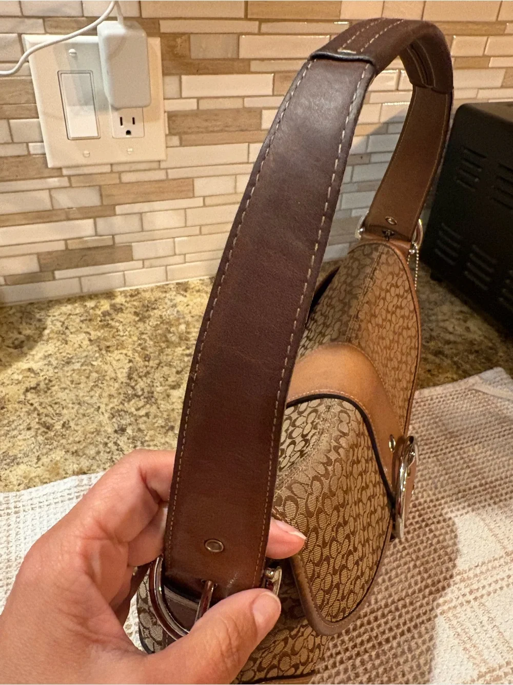Vintage Coach Soho! Signature Large Flap Shoulder Bag -Jacquard & Leather
